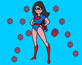 Disegno Supereroina pitturato su cele3