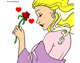 Disegno Principessa con una rosa pitturato su JESSYAMORE