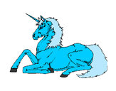 Disegno Unicorno seduto  pitturato su VALE2