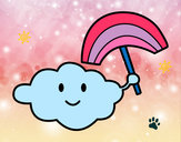 Disegno Nube con arcobaleno pitturato su nemi