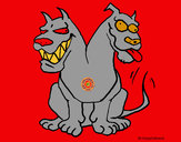 Disegno Cane a due teste  pitturato su Godzilla