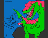 Disegno Lotta di dinosauri  pitturato su GABRIEL200