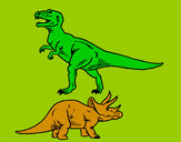 Disegno Triceratops e Tyrannosaurus Rex pitturato su kekko2008