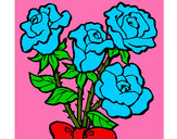 Disegno Mazzo di rose  pitturato su judith