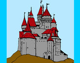 Disegno Castello medievale  pitturato su fabri