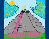 Disegno Chichén Itzá pitturato su fabri