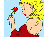 Disegno Principessa con una rosa pitturato su White_Moon
