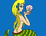 Disegno Sirena e perla  pitturato su White_Moon