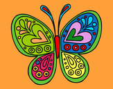 Disegno Mandala farfalla pitturato su robin