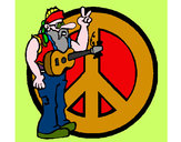 Disegno Musicista hippy  pitturato su kkpier1