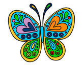 Disegno Mandala farfalla pitturato su sarocchia