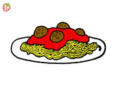 Disegno Spaghetti al ragù  pitturato su Giampa