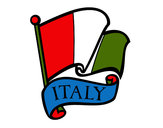 Disegno Bandiera d'Italia pitturato su ciao 