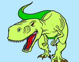 Disegno Tyrannosaurus Rex arrabbiata pitturato su gianni