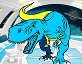 Disegno Tyrannosaurus Rex arrabbiata pitturato su savatore
