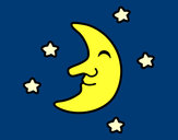 Disegno Luna con stelle pitturato su Giadi