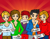 Disegno I ragazzi di One Direction pitturato su Skyscraper