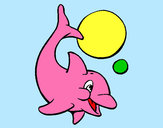 Disegno Dolphin giocare con una palla pitturato su ale04