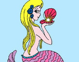 Disegno Sirena e perla  pitturato su ale04