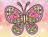 Disegno Mandala farfalla pitturato su grety