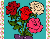 Disegno Mazzo di rose  pitturato su camilla20