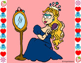 Disegno Principessa con lo specchio  pitturato su camilla20
