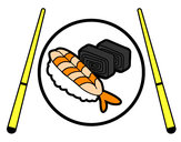 Disegno Piastra di Sushi pitturato su lavinia6