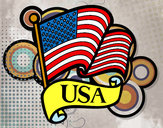 Disegno Bandiera degli Stati Uniti pitturato su Monci