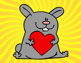 Disegno Coniglio con cuore pitturato su Francy803