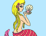 Disegno Sirena e perla  pitturato su Bibi03
