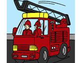 Disegno Camion dei Pompieri  pitturato su lucatoro