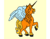 Disegno Unicorno con le ali  pitturato su Madaf