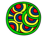 Disegno Mandala rotondo pitturato su Perlablu