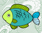 Disegno Pesce da mangiare pitturato su Monci