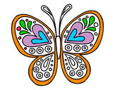 Disegno Mandala farfalla pitturato su camillina1