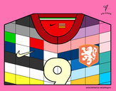 Disegno Maglia dei mondiali di calcio 2014 dell'Olanda pitturato su stacey