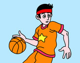 Disegno Giovane giocatore di basket pitturato su ale04