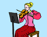 Disegno Dama violinista  pitturato su Monci
