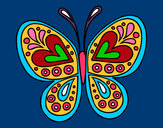 Disegno Mandala farfalla pitturato su lussy