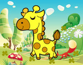 Disegno Giraffa vanitosa pitturato su sarag