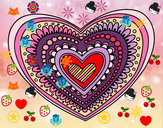 Disegno Mandala cuore pitturato su Topide