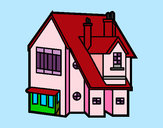 Disegno Casa unifamiliare pitturato su violaviola