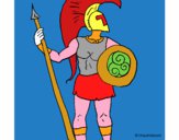 Disegno Guerriero troiano  pitturato su Achille