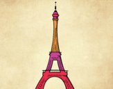 Disegno La torre Eiffel pitturato su sarag