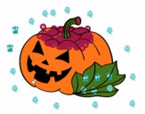 Disegno Zucca di halloween decordada pitturato su MORONZ