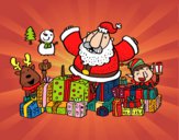 Babbo Natale con regali e gioia