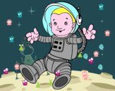 Disegno Un astronauta nello spazio pitturato su Nicolia