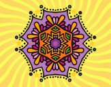 Disegno Mandala simmetrico fiore  pitturato su gaga