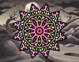 Disegno Mandala stella pitturato su gaga