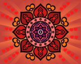 Disegno Mandala cuori arabi pitturato su gaga